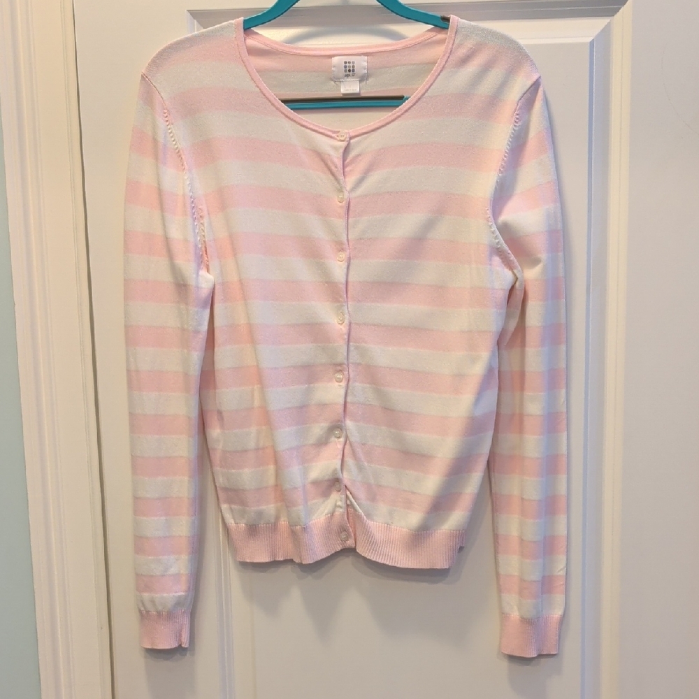 Apt. 9 Pink and White Striped Cardigan